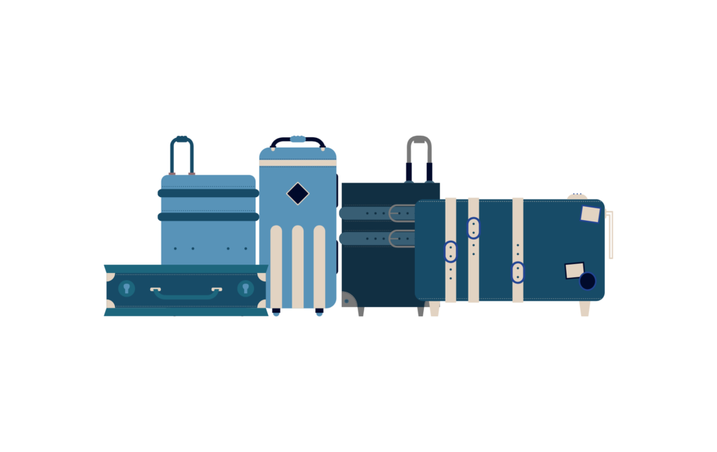 Blue and Beige Luggages